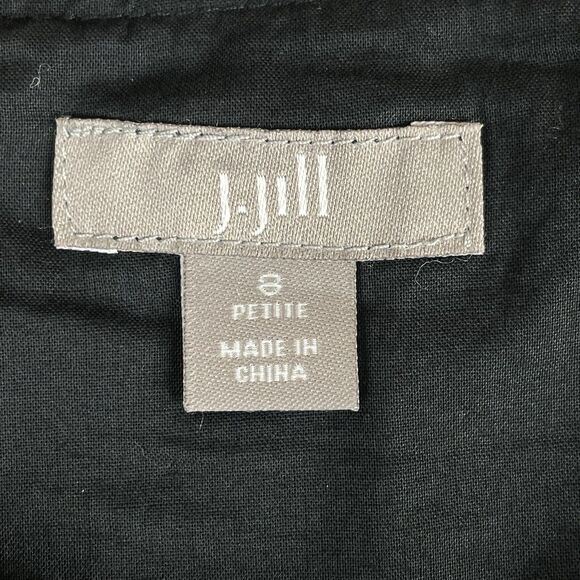 J Jill Linen Midi Shirt Women's Petite Med Black Lined Zip Close Dark Academia - Picture 6 of 10